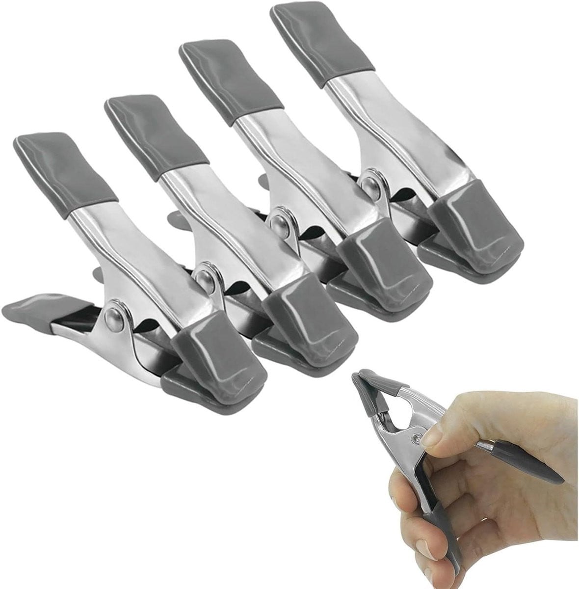 Blauwe metalen veren klemmen met rubberen grip voor houtbewerking en klussen, 10 cm