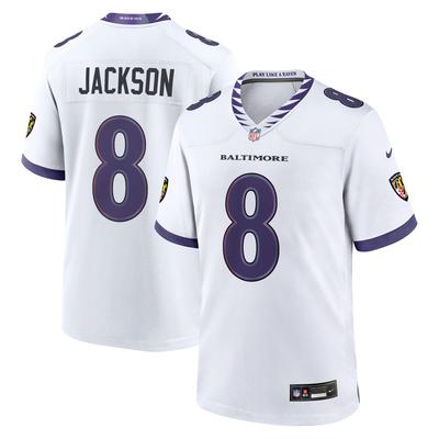Footballtrikot NIKE "Nike Trikot Baltimore Ravens Nike Road Jersey Jackson 8", Herren, Gr. XXL, weiß (mehrfarbig), 100% Polyester, Trikots