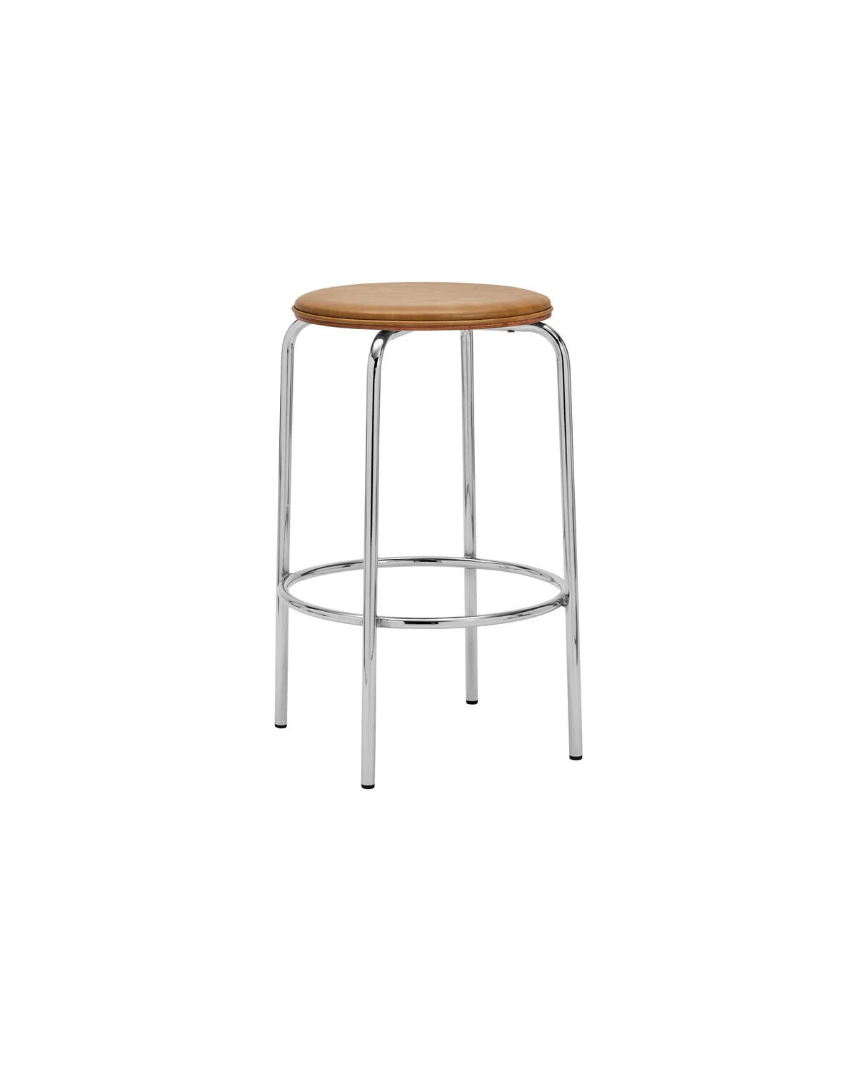 House Doctor Comma barkruk bruin/chroom met imitatieleer en metalen onderstel