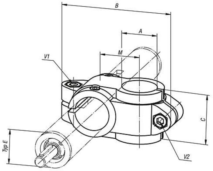 KIPP Rohrverbinder Kreuzstück Typ 30 Aluminium schwarz pulverbeschichtet (K0496.3030)