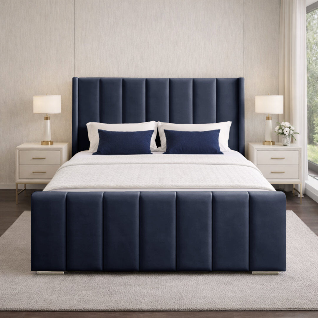 Canora Grey Premium Luxury Wingback Panel Bed Frame Steel Single (3')