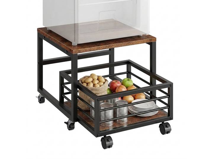Relaxdays Support Mobile Pour Mini-réfrigérateur\, Panier Coulissant\, H X L X P: 44x50x50 Cm\, Mdf\, Fer\, Marron