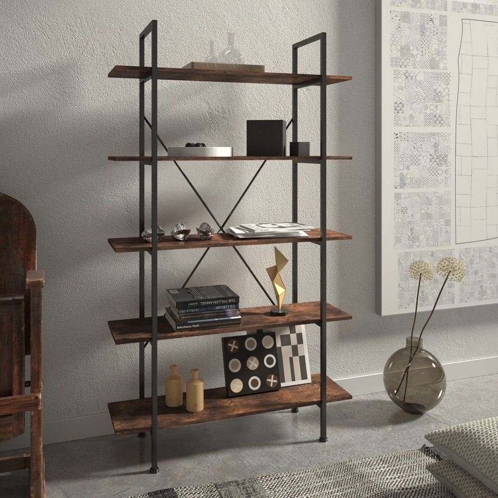 Tectake Estantería 106 x 345 x 1795cm madera industrial oscura