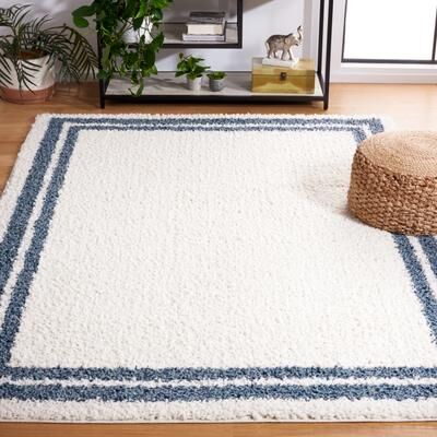 SAFAVIEH Calico Shag Hillechien Border 1.5-inch Thick Rug