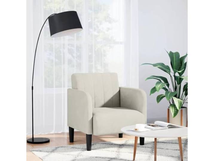 NLQMSU Sessel aus cremefarbenem Samt mit Armlehnen, 54 cm Robuster Sperrholzrahmen, Schaumstoffsitz und Federn, vielseitiger Stil für Wohnzimmer und Büro