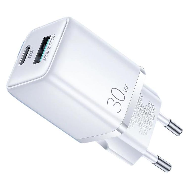 SIGN Mini Fast Charger USB & USB-C, PD & Q.C3.0, 3A, 30W - White (30 W) (SN-QP303)