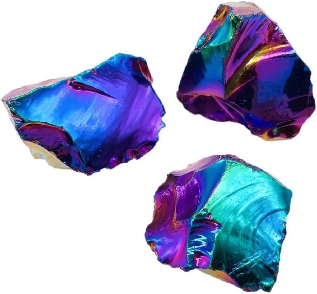 Kristal Obsidiaan Steen - Ruwe Edelsteen met Gegalvaniseerde Glitterafwerking - Zwart - 100g