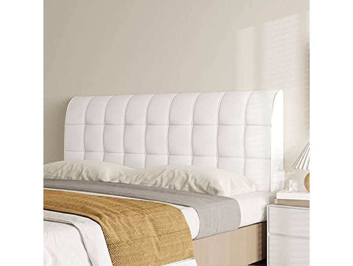 ZZYK Samt Kopfteil Kopfenden Rückenlehne Bett Kopfteil Gepolstert Oversized 10Cm Dicke Nachttisch Stützkissen Abnehmbares Kopfteil Slipcover Lendenkissen,Weiß,with Headboard 74.8