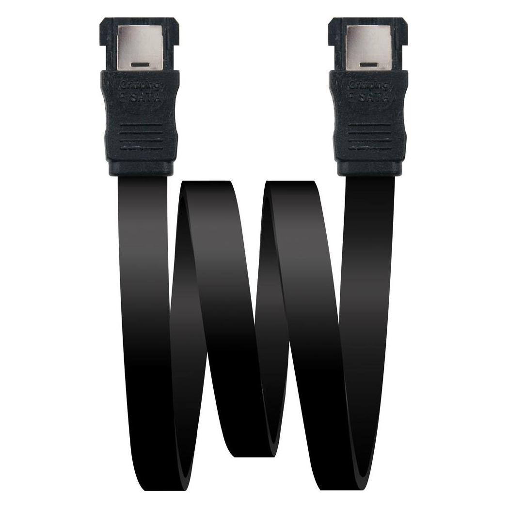 Nanocable cable esata datos 6g con anclajes, negro, 0.5 m (50 cm, eSATA) (10.18.0401)