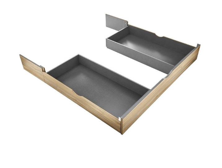 PREISBRECHER Bettschubkasten Aschau, für Bett in Mauvella Eiche Dekor / Graphit - 184,2x25x181 (BxHxT)
