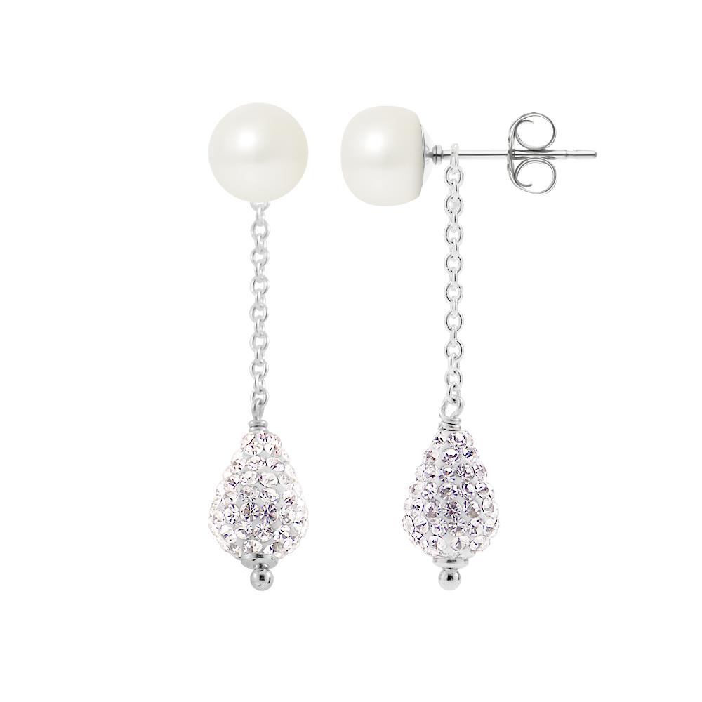 Hangers van oorbellen witte cultuur kralen 6-7 mm Crystal White Silver 925 - Pure Crystal