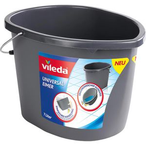 Vileda Putzeimer Universal 150698, 7 Liter, oval, aus Kunststoff, grau, mit Ausgussöffnung