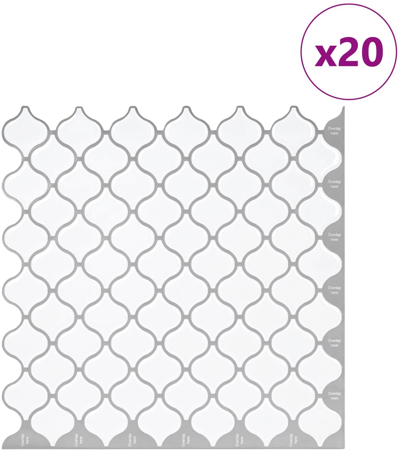 vidaXL Carreau Lanterne 20 pièces Blanc 27 x 27 cm Polyuréthane et PET