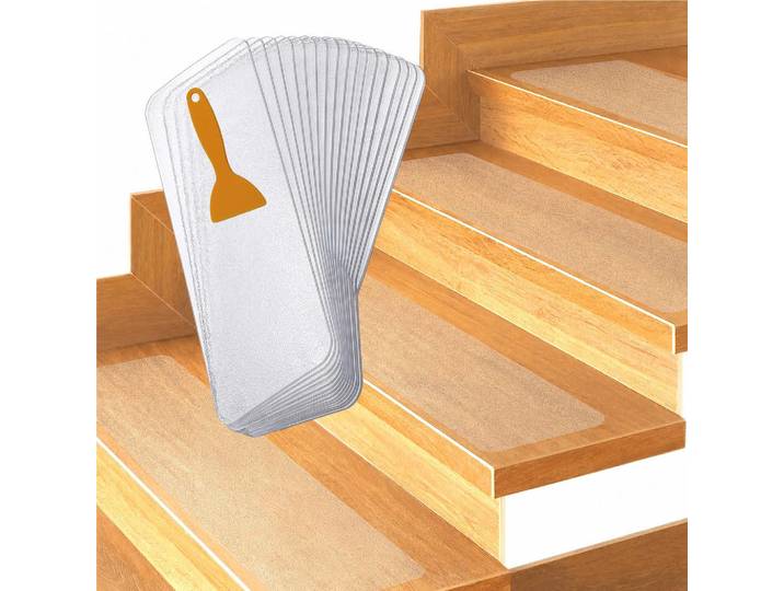 Relaxdays Stufenmatte Transparent 15er-Set rutschhemmend 15x81 cm, Kunststoff, 81x0.05x15 cm, Teppiche & Böden, Bodenbeläge