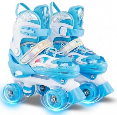 Costway Kids Roller Skates for Girls Boys with Light-up Wheels and Safety Protection-Navy