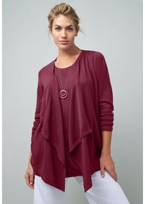 Plus Size Women's Flyaway Cardigan by Jessica London in Merlot (Size 1X)