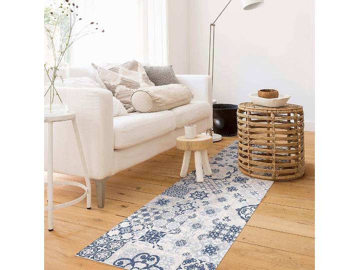 Vinylteppich Keramikfliesen Agadir 100 x 300cm Blau/Blau