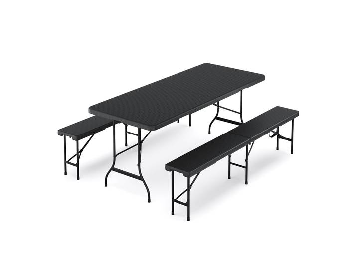 Campingtisch Garnitur klappbar 180 cm Rattanoptik