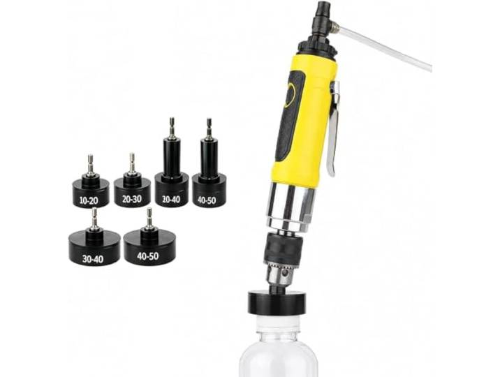 Pneumatischer Flaschenverschließer, Handverschließer, 6 Verschließköpfe, Luftbetrieben, Mehrfachverstellung, Für Flaschenverschlüsse Von 10–50 Mm, Schraubverschluss, Zum Abfüllen Und Verpacken