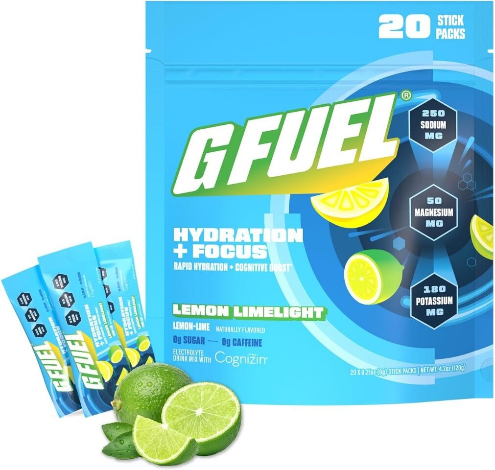 G Fuel Lemon Limelight Hydration + Focus Pack - 20 Portioner