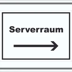 HB-Druck Serverraum Schild mit Text und Richtungspfeil rechts Computer IT PC waagerecht A2 (420x594mm)