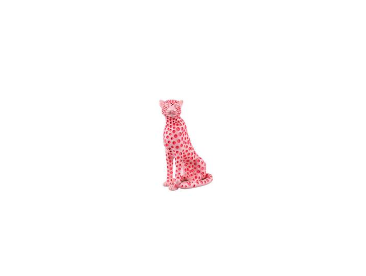 Dekoleopard, Rosa, Kunststoff, Leopard, Leopard, 10.5x26x19 cm, sitzend, zum Stellen, Tierfiguren, Dekoration, Dekofiguren & Skulpturen, Dekotiere