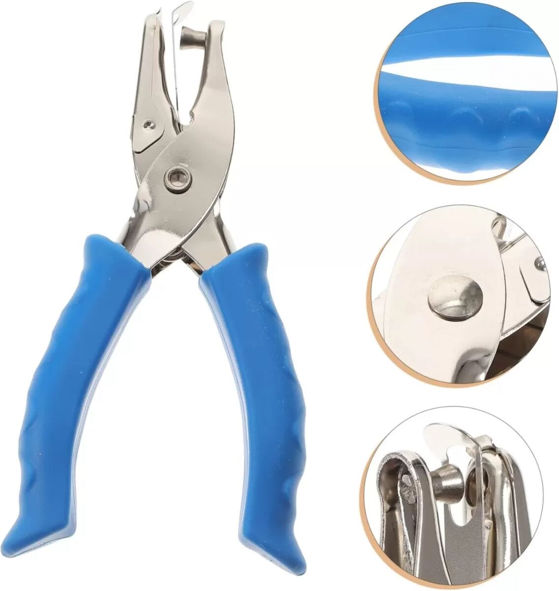 INF Pince Perforatrice Bleue à Poignée Souple - Perforatrice Métallique pour Papier, Trou de 6 mm 3 mm