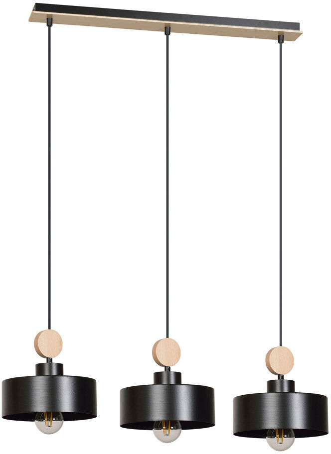 17 Stories Anna-Lena 3 - Light Kitchen Island Pendant Black 30cm H X 76cm W X 20cm D