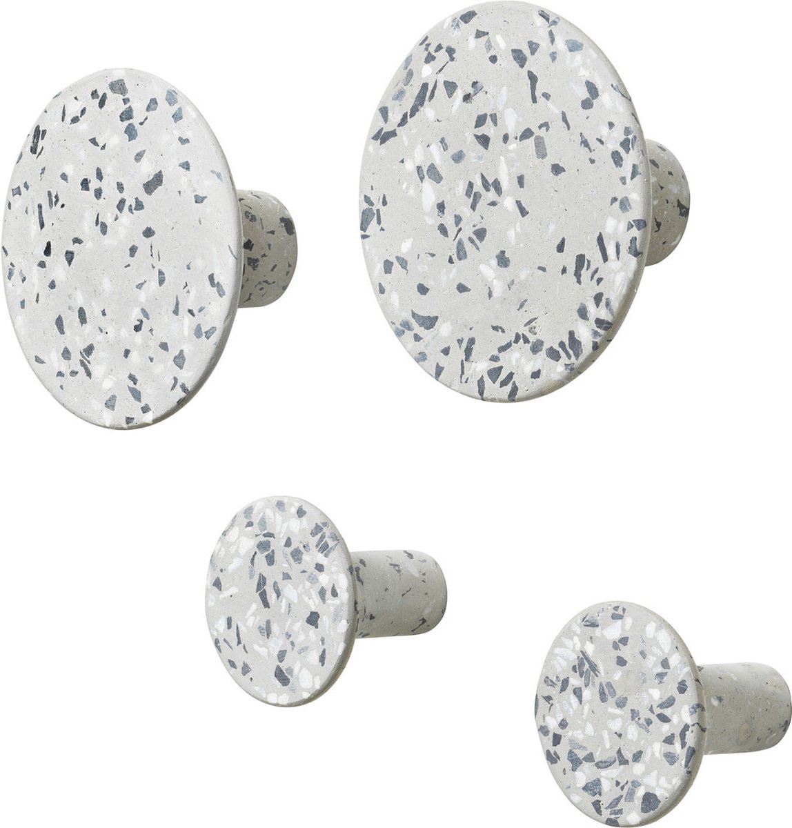Blomus Ponto set van 4 kapstokhaken terrazzo grijs