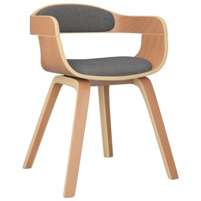Décoshop26 - Esszimmerstuhl/Bürostuhl aus gebogenem Holz und hellgrauem Stoff DEC025166 DEC025166