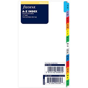 Filofax Register 131608 Personal, A6, A-Z, Karton, 13-teilig, weiß, farbige Taben