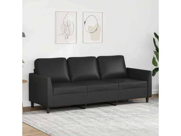 HEFZGDB 3-Sitzer Sofa Schwarz 180 cm Kunstleder Modernes Design Langlebiges Metallgestell Bequem Polsterung Schmutzabweisend Luxuriöser Look Stabiles Wohnzimmer Sofa