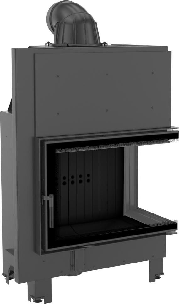 Kamineinsatz aus Stahl KRATKI MBA rechts 17 kW Ø 200 schwarz Verkleidung