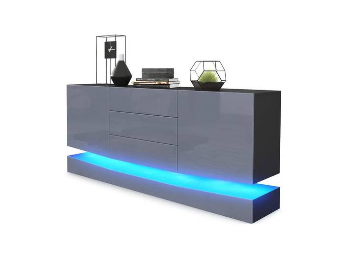 SIDEBOARD City Fronten in Grau Hochglanz