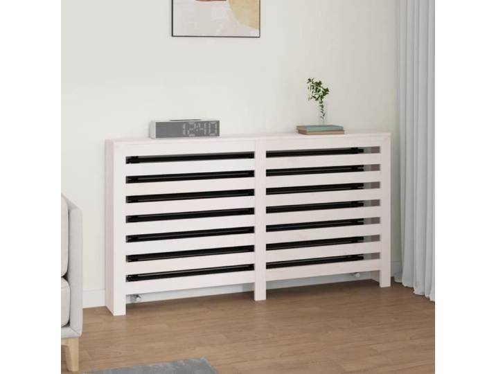 Cache-radiateur - VIDAXL - Bois massif de pin - Blanc - 153x19x84 cm - Étagère intégrée