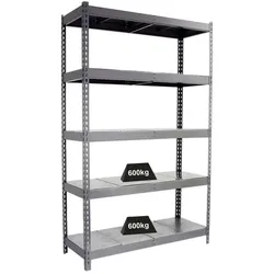 PROREGAL Schwerlastregal METAL BEAST FIVE | HxBxT 200x150x60cm | Fachlast 600kg | Grau | Standregal Metallregal Lagerregal