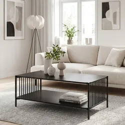 Couchtisch 110cm Eiche Optik Schwarz Sofatisch Wohnzimmertisch Beistelltisch