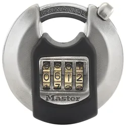 MASTER LOCK 70 mm breites, verzinktes Excell Disc Schloss mit verdecktem Bgel, individuell einstellbare Zahlenkombination
