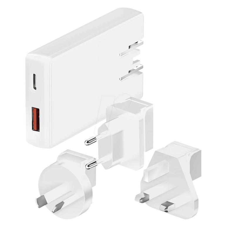 Maxtrack Reiseadapter Schnellladegerät USB A und USB C (65 W, 2 Ports) (MQ5L)