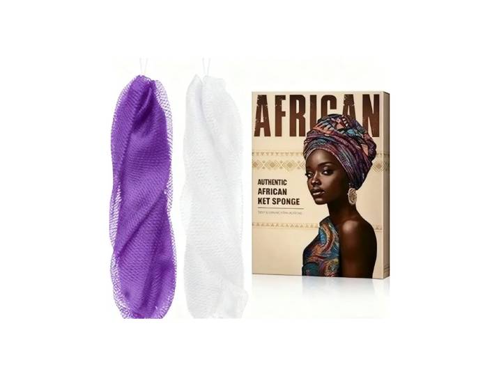 GENERIC - Kit Eponge Filet Africain Violet Et Blanc avec Corde - 70g