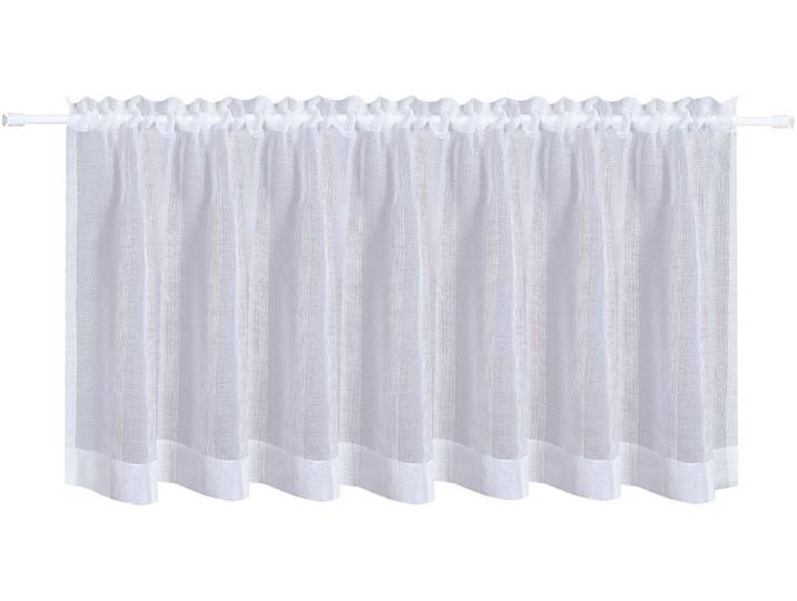Scheibengardine GERSTER Elke Gr. 1, weiss (weiß), B:140cm H:50cm, Polyester, Gardinen, Scheibengardine, HxB: 50x140, mit Streifen Design