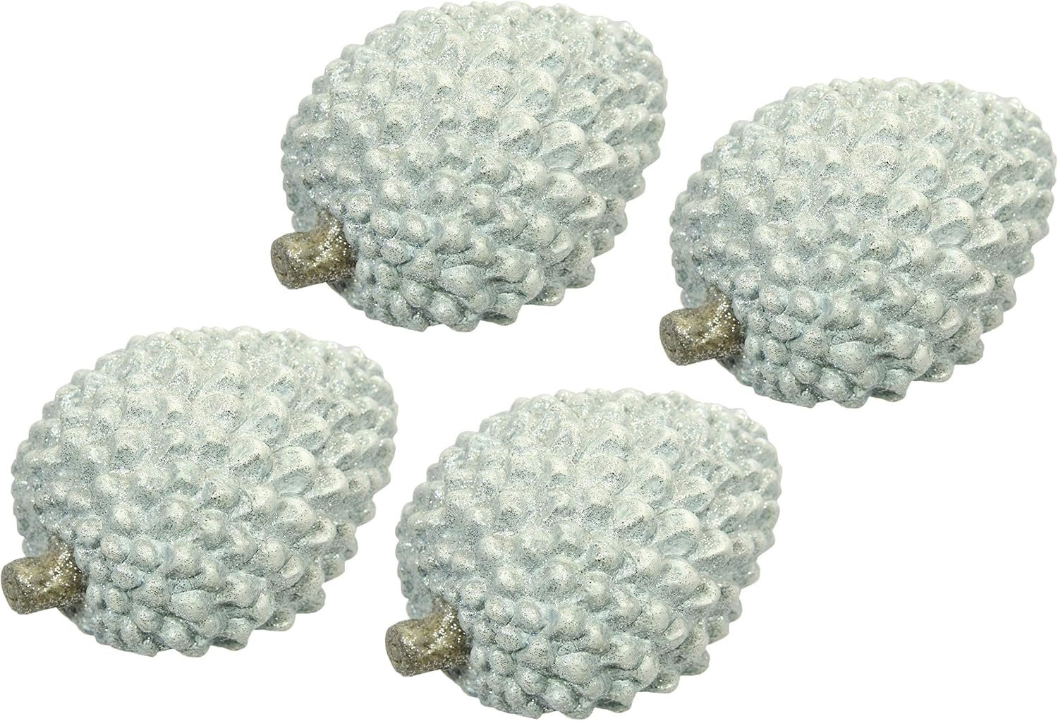 Set van 4 Glitter Kerst Kegels Decoratie Terracotta
