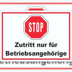 HB-Druck Stop Zutritt nur für Betriebsangehörige Aufkleber A1 (594x841mm)