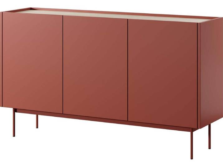FURNLUX Sideboard Color Red 144cm / Hauptfarbe: Rot / Abmessungen: 144 x 37 x 83 cm