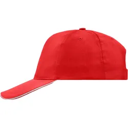 Myrtle Beach Unisex 5-Panel Promo Sandwich Kappe Klassische Cap MB6552 red/white one size