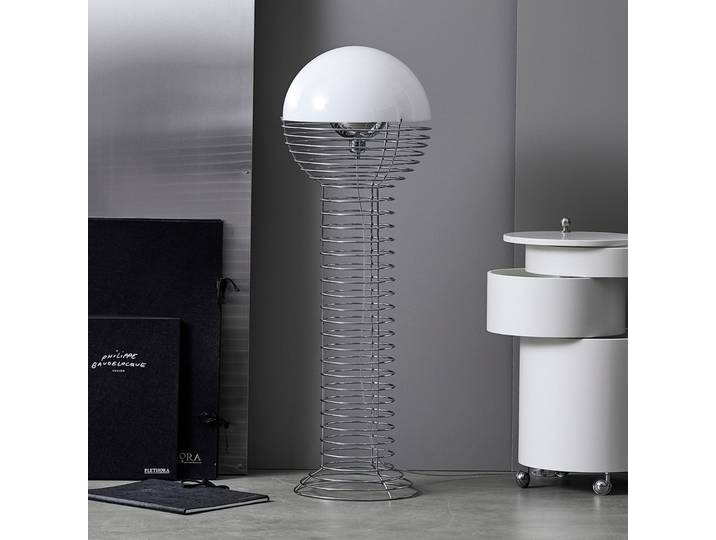 Wire Stehleuchte, chrom/weiß - Verpan - Wohnzimmer - Design - Metall
