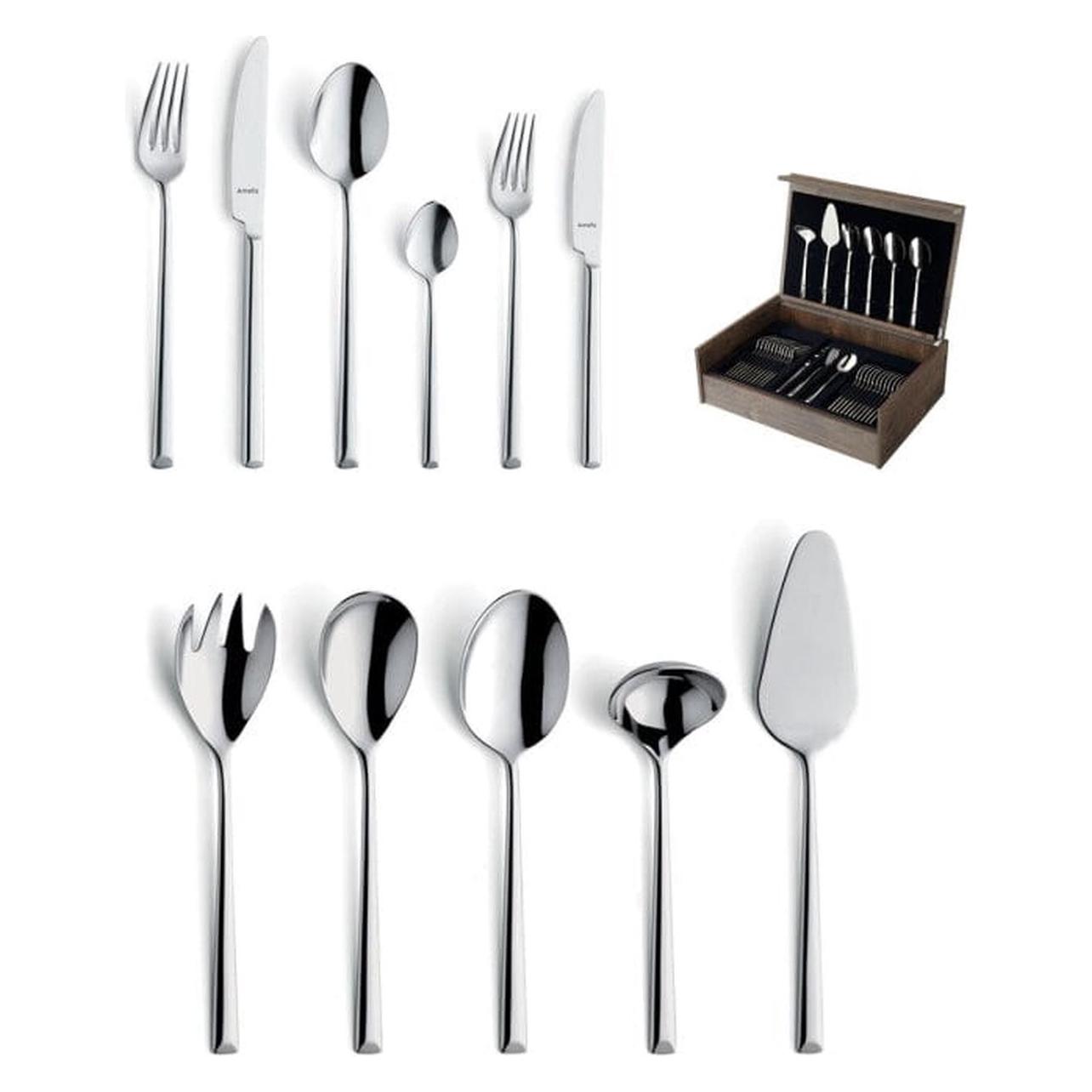 Amefa Ventura 1924 - 78-pc Cutlery set in wooden canteen (78 Stk., Besteck Set) (192400MDF1H94)