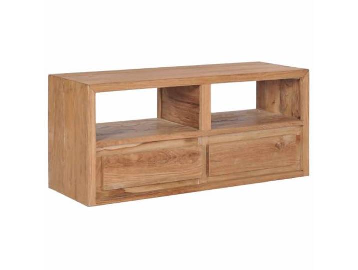 Makastle TV Schrank Teak Massivholz 90x30x40 cm Braun