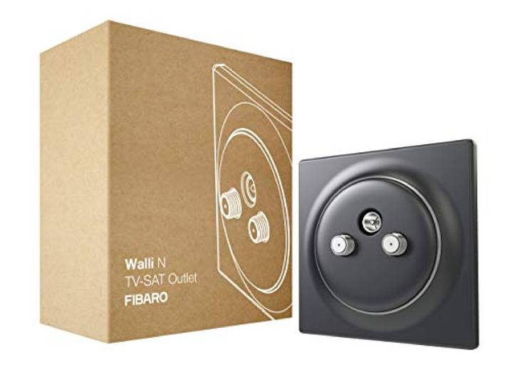 FIBARO Walli N TV-SAT Outlet / hoogwaardige TV -SAT antennedoos, antraciet, FGWTFEU-021-8