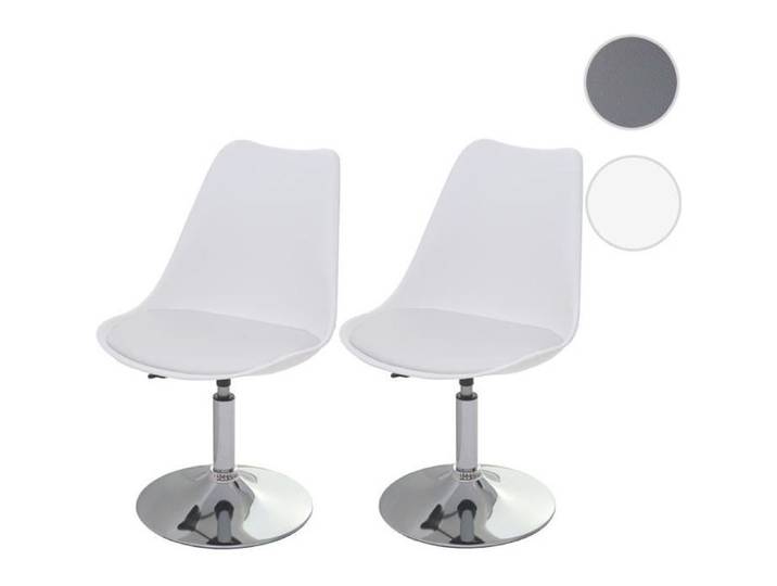 2x chaise pivotante Malmö T501 réglable en hauteur similicuir ~ blanc